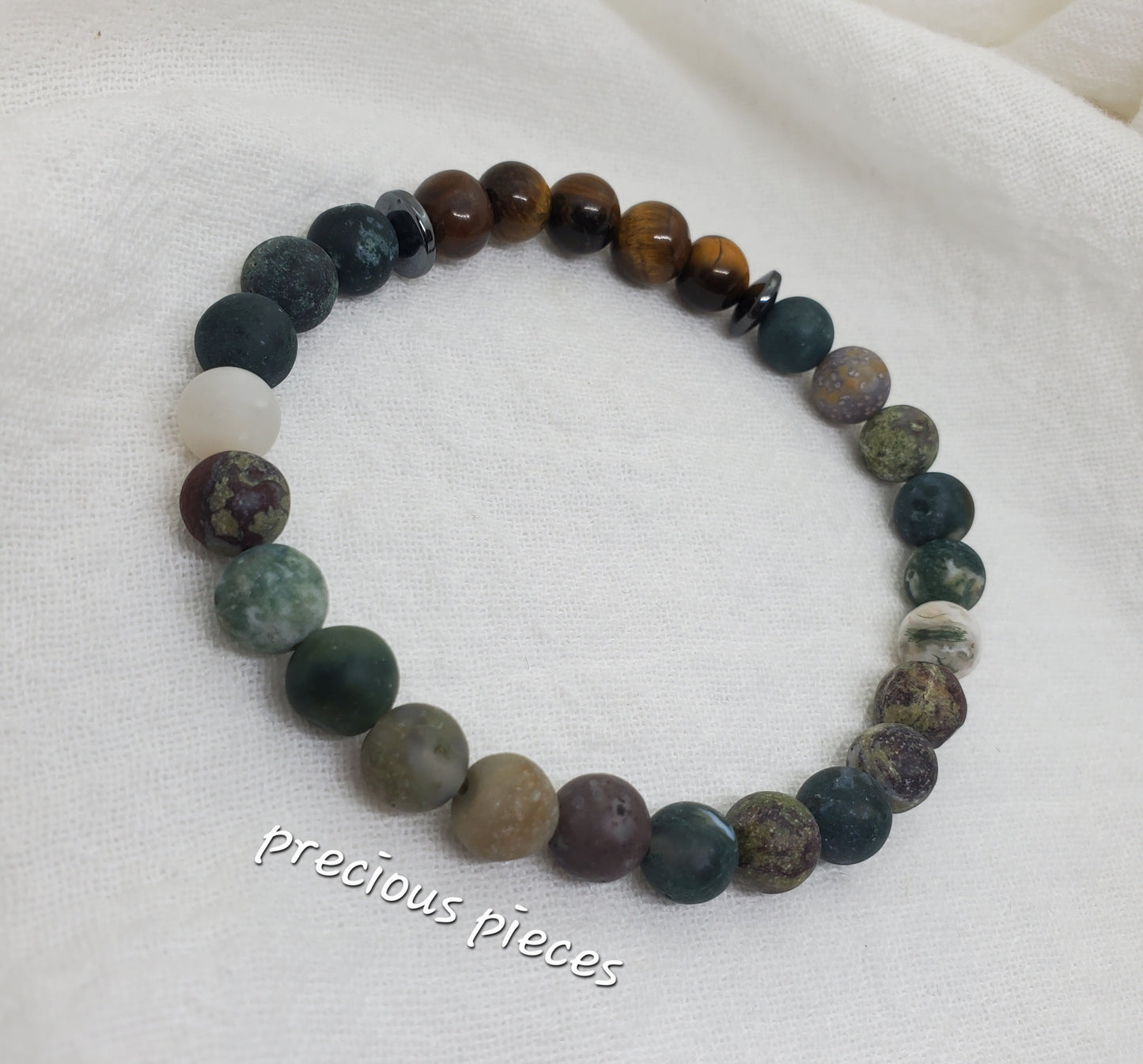 Men's Tiger Eye and Dragon Blood Stone Beaded Bracelet