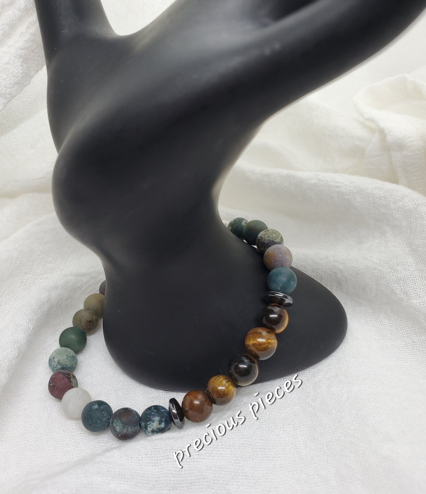 Men's Tiger Eye and Dragon Blood Stone Beaded Bracelet