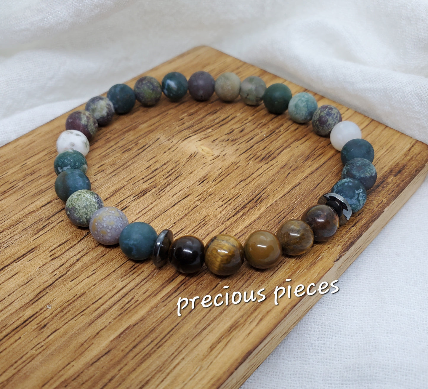 Men's Tiger Eye and Dragon Blood Stone Beaded Bracelet