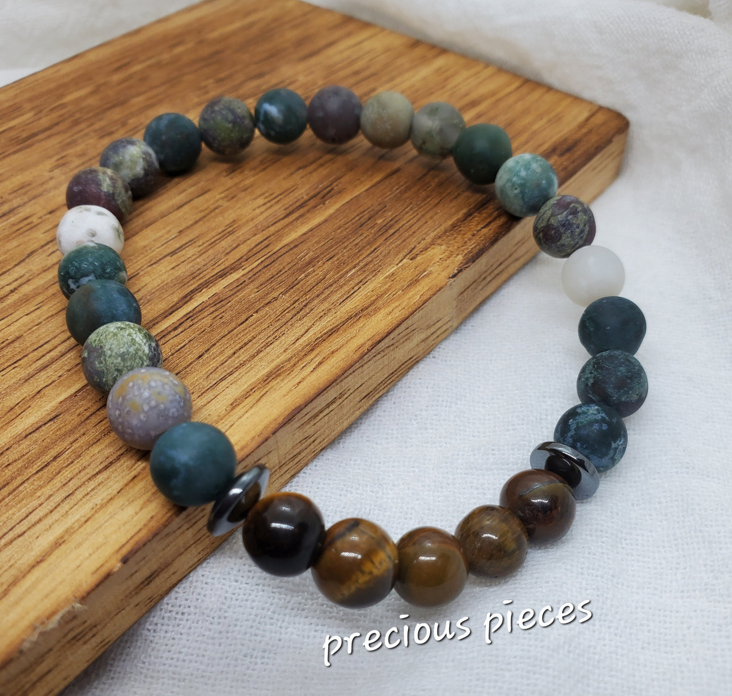 Men's Tiger Eye and Dragon Blood Stone Beaded Bracelet