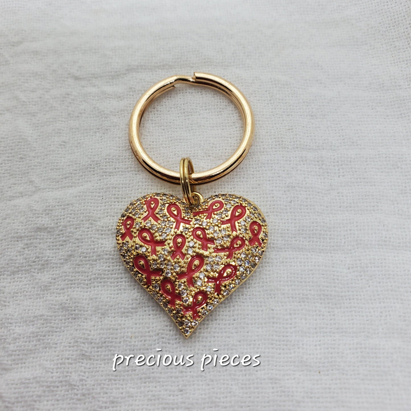 Heart of Ribbons Breast Cancer Awareness Keychains