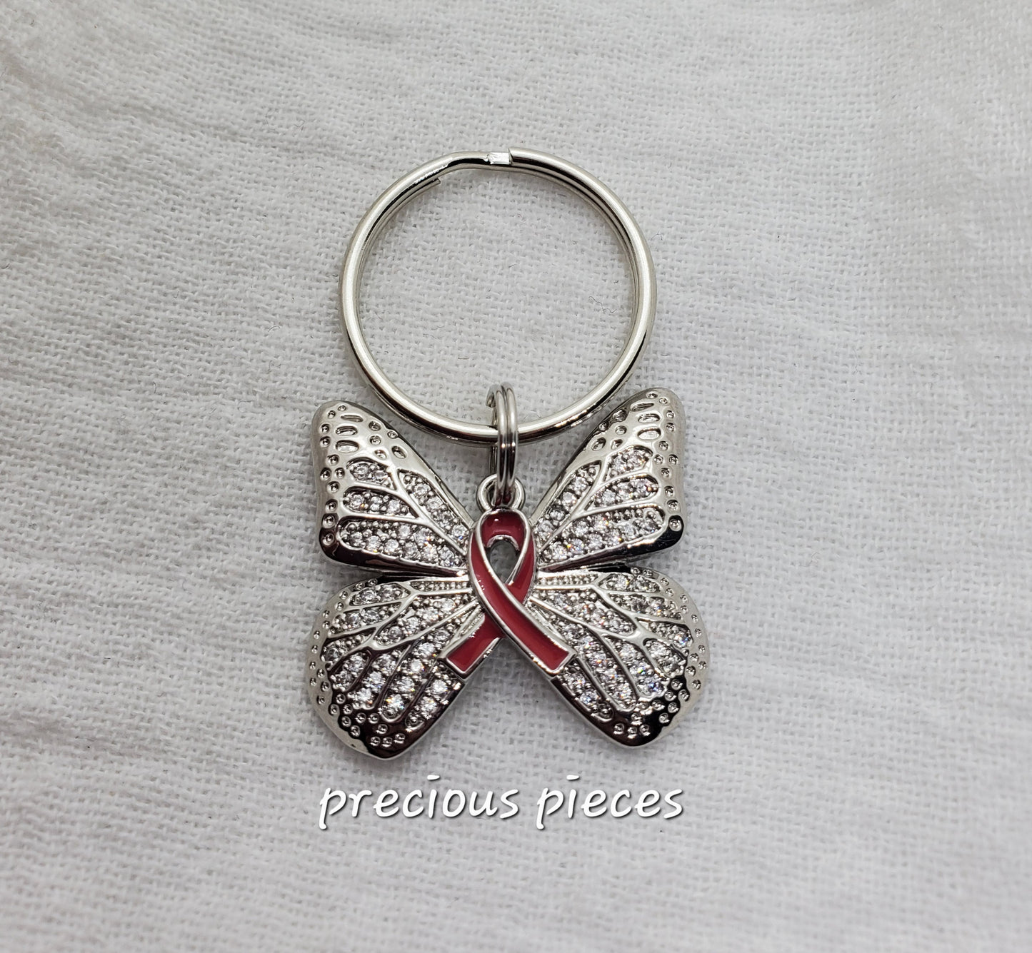 Pink Ribbon Butterfly Breast Cancer Awareness Keychains