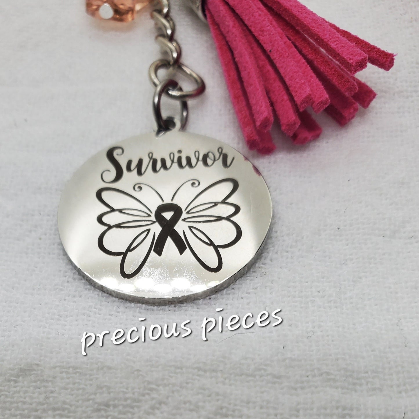 Breast Cancer Awareness Butterfly Survivor Keychain