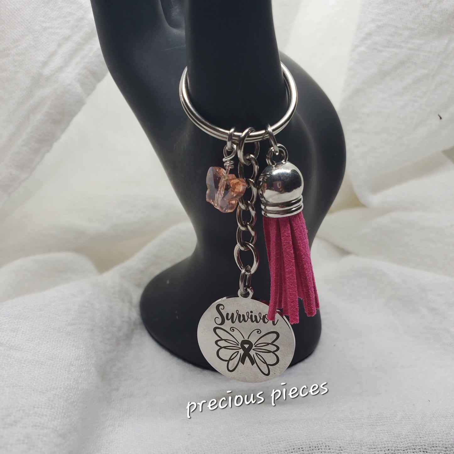 Breast Cancer Awareness Butterfly Survivor Keychain