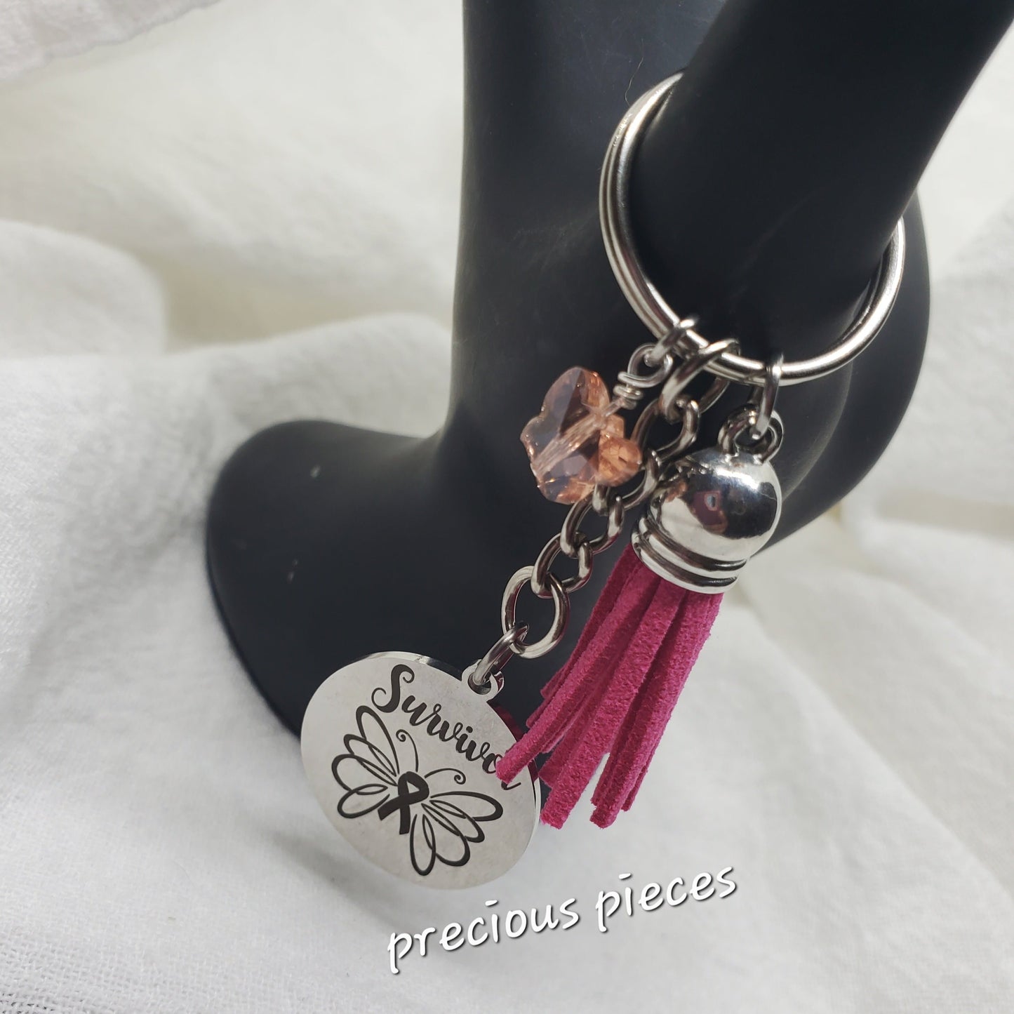 Breast Cancer Awareness Butterfly Survivor Keychain