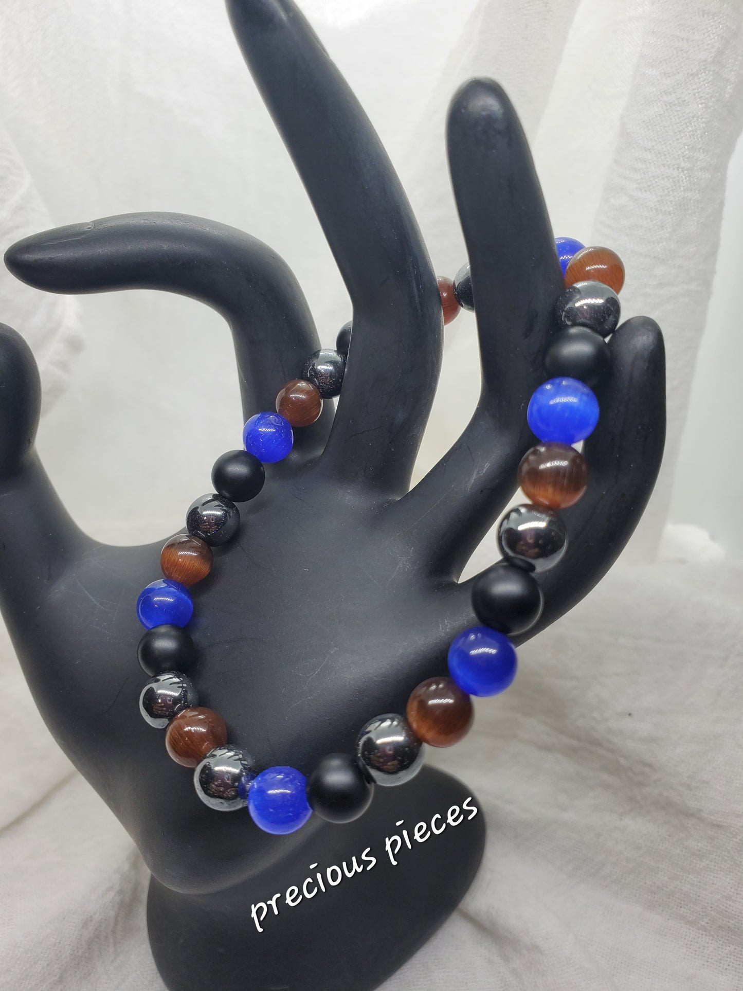 Men's Sapphire Mixed Beaded Bracelet