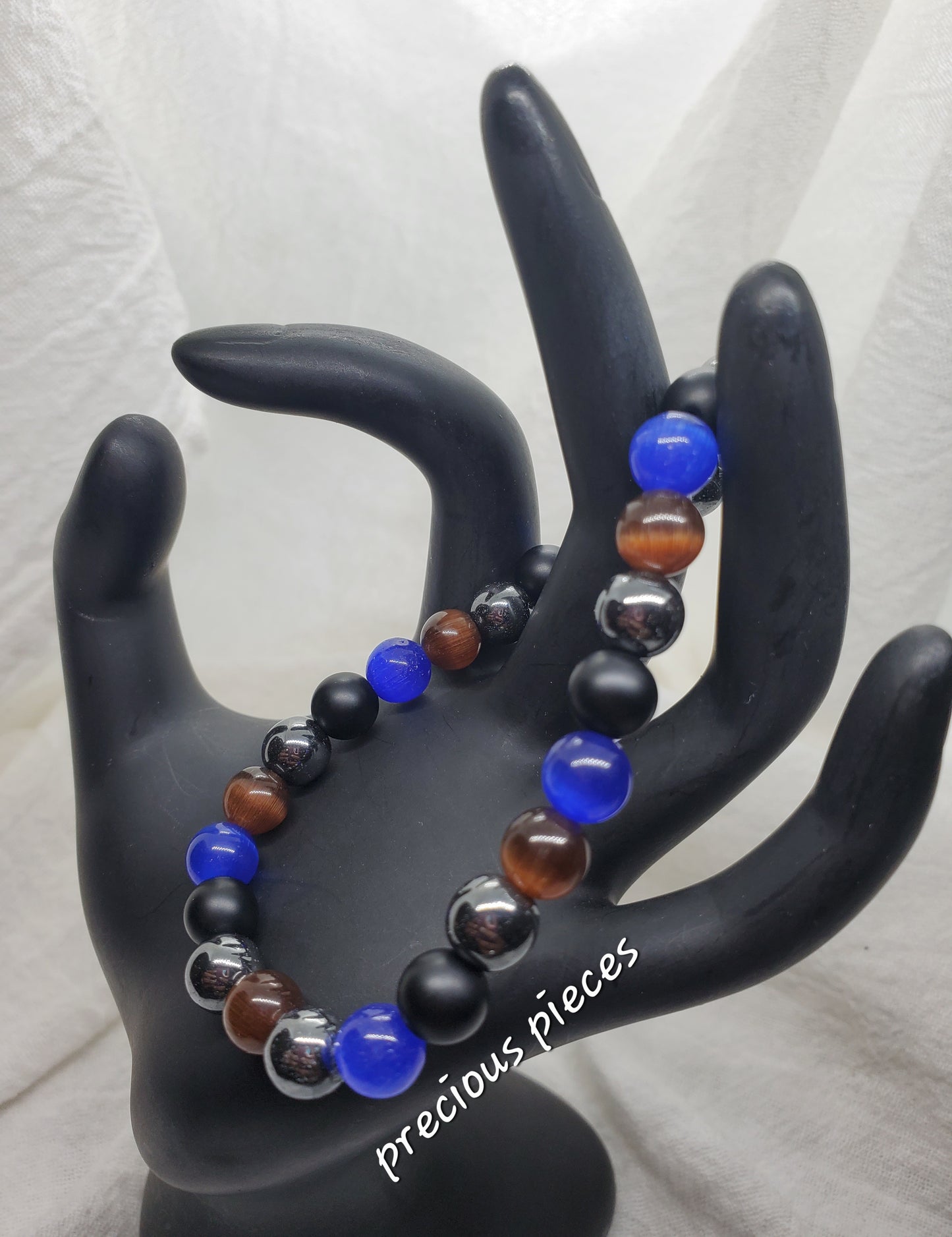 Men's Sapphire Mixed Beaded Bracelet