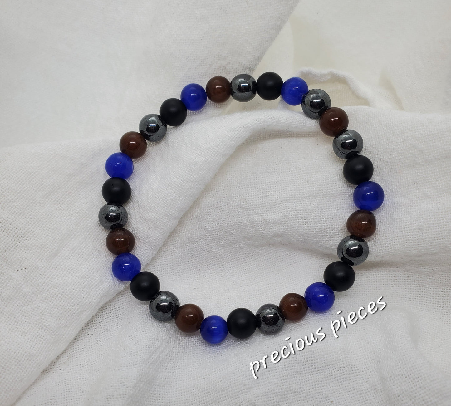 Men's Sapphire Mixed Beaded Bracelet