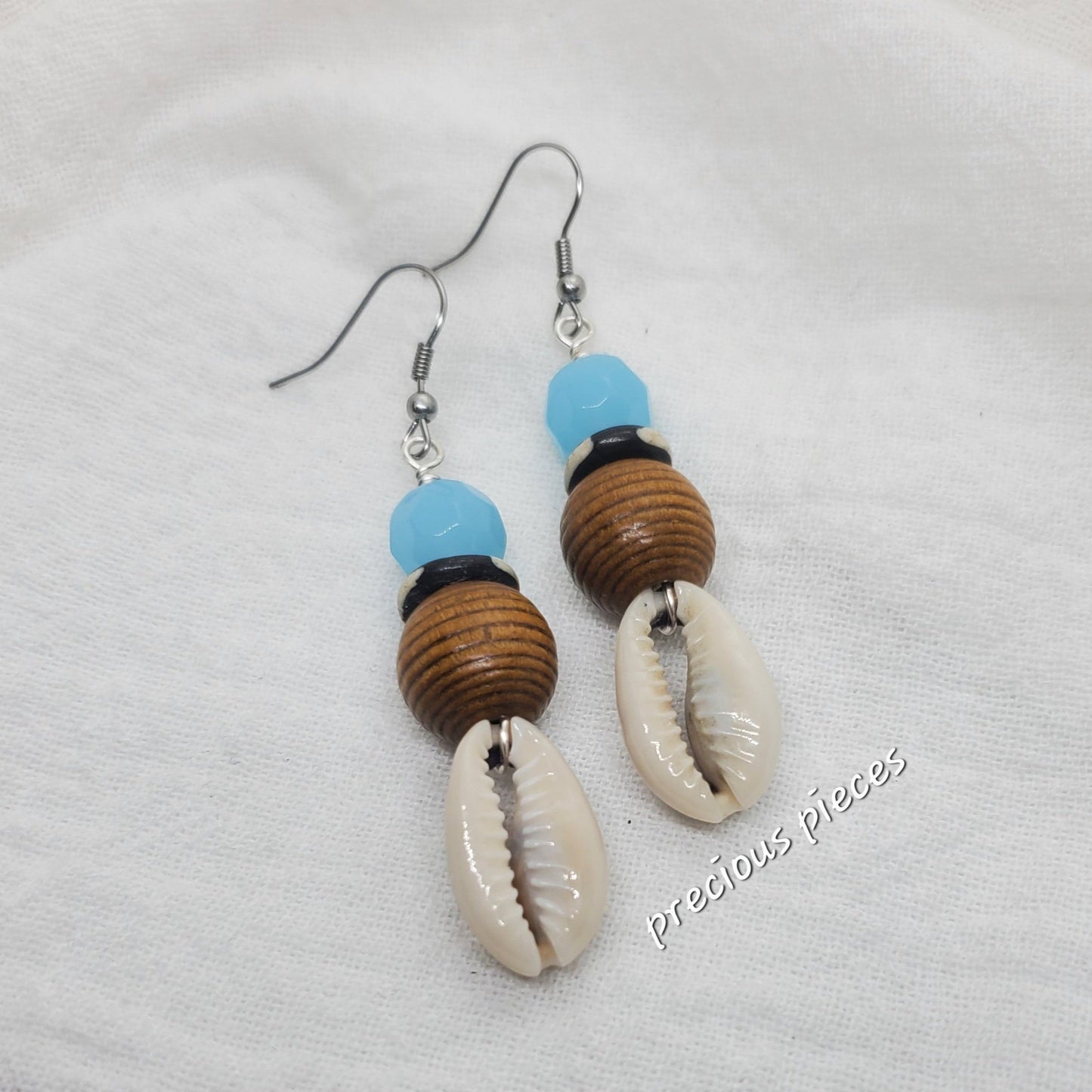 Brown Boho Cowrie Shell Earrings