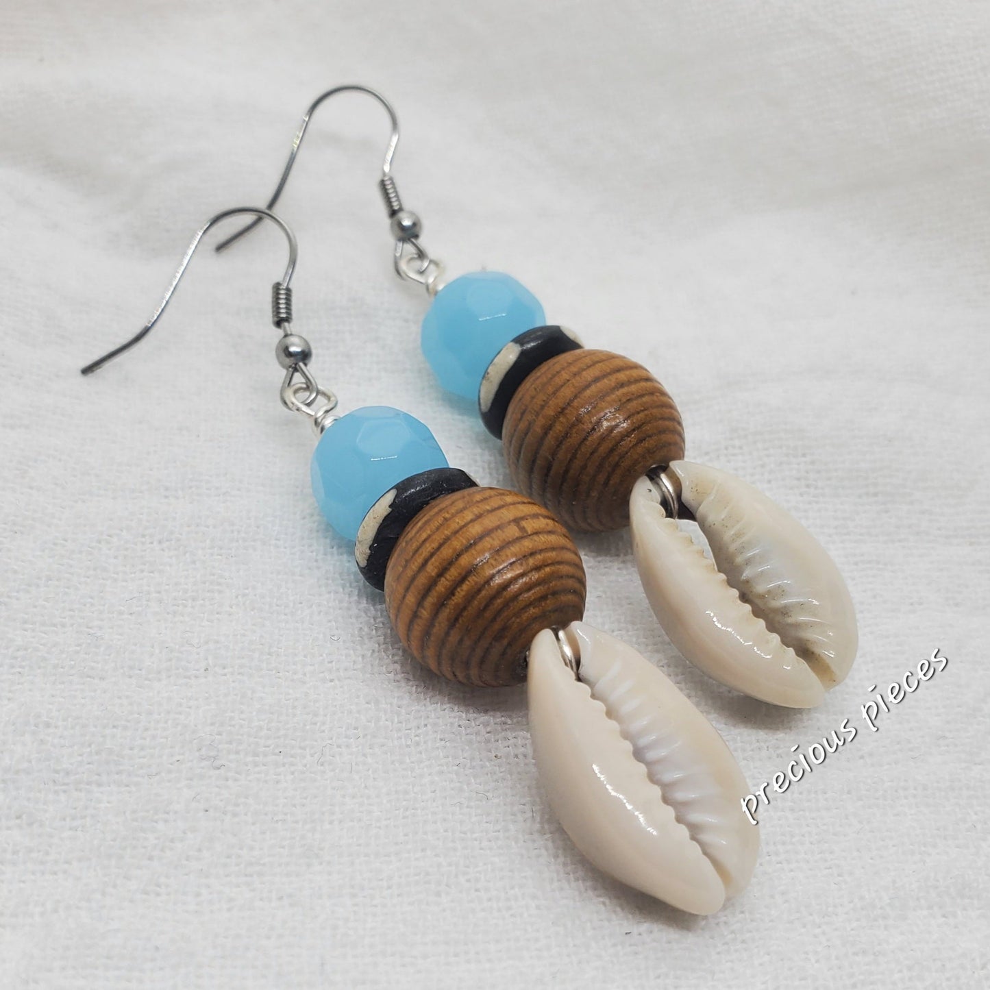 Brown Boho Cowrie Shell Earrings