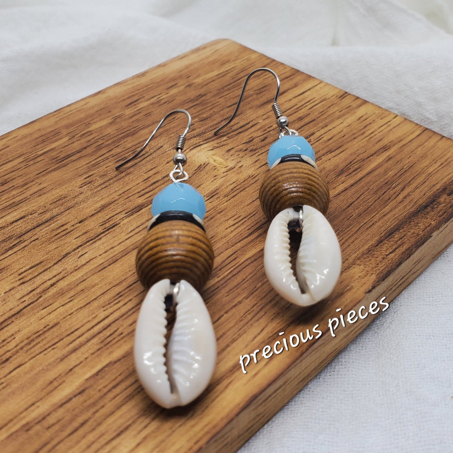 Brown Boho Cowrie Shell Earrings