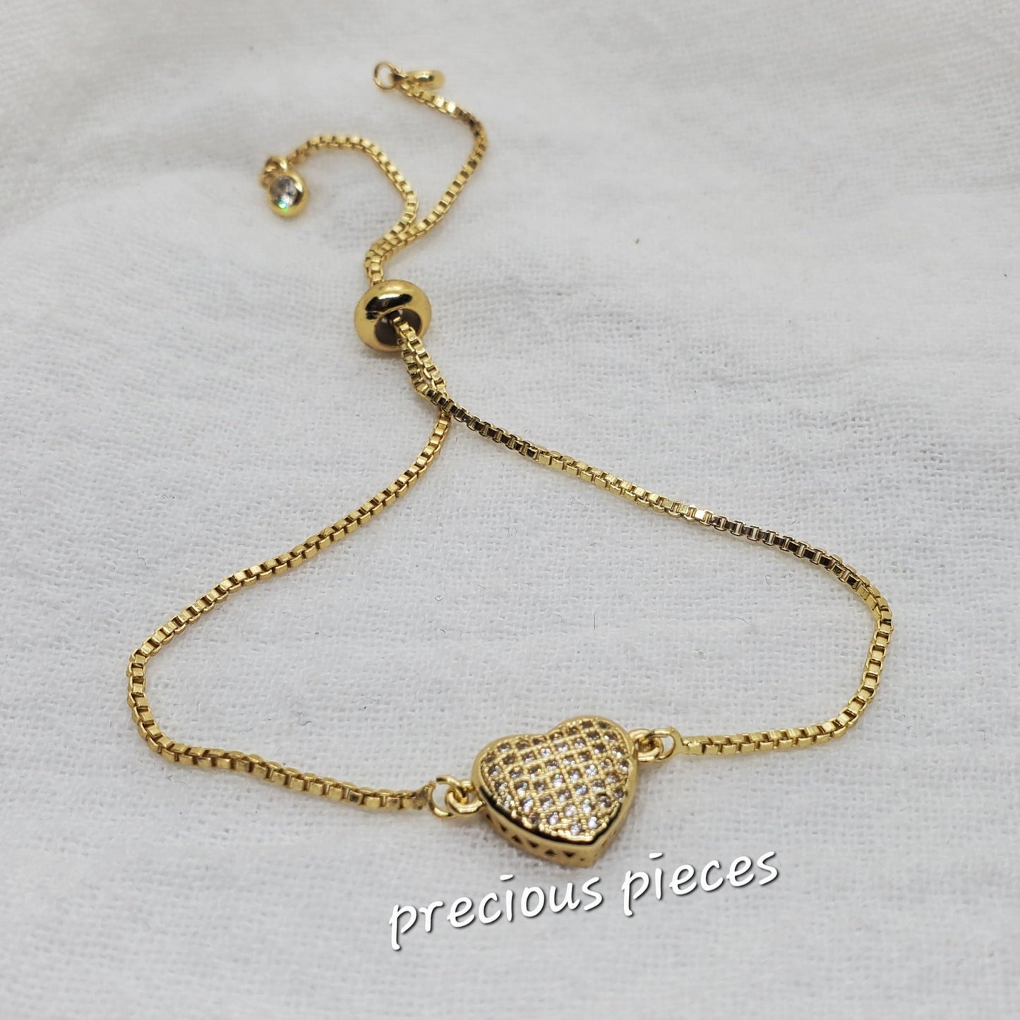 Cubic Zirconia Heart Slider Bracelets