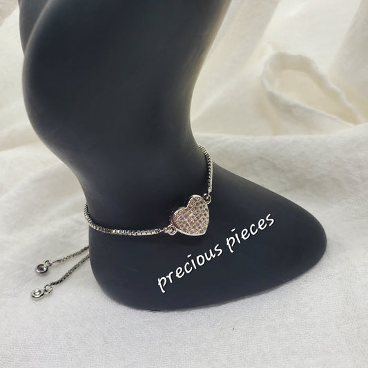 Cubic Zirconia Heart Slider Bracelets