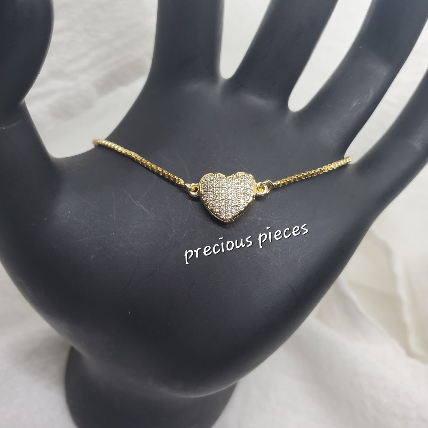 Cubic Zirconia Heart Slider Bracelets