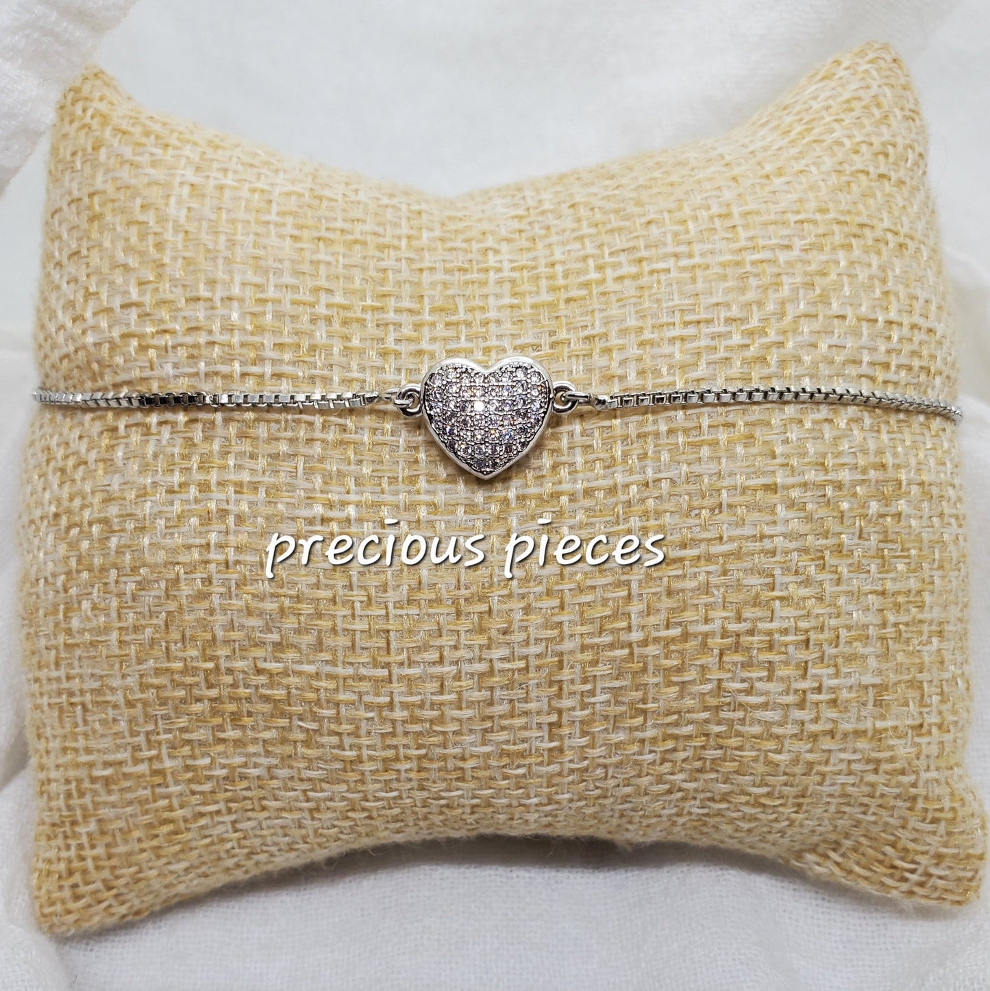 Cubic Zirconia Heart Slider Bracelets