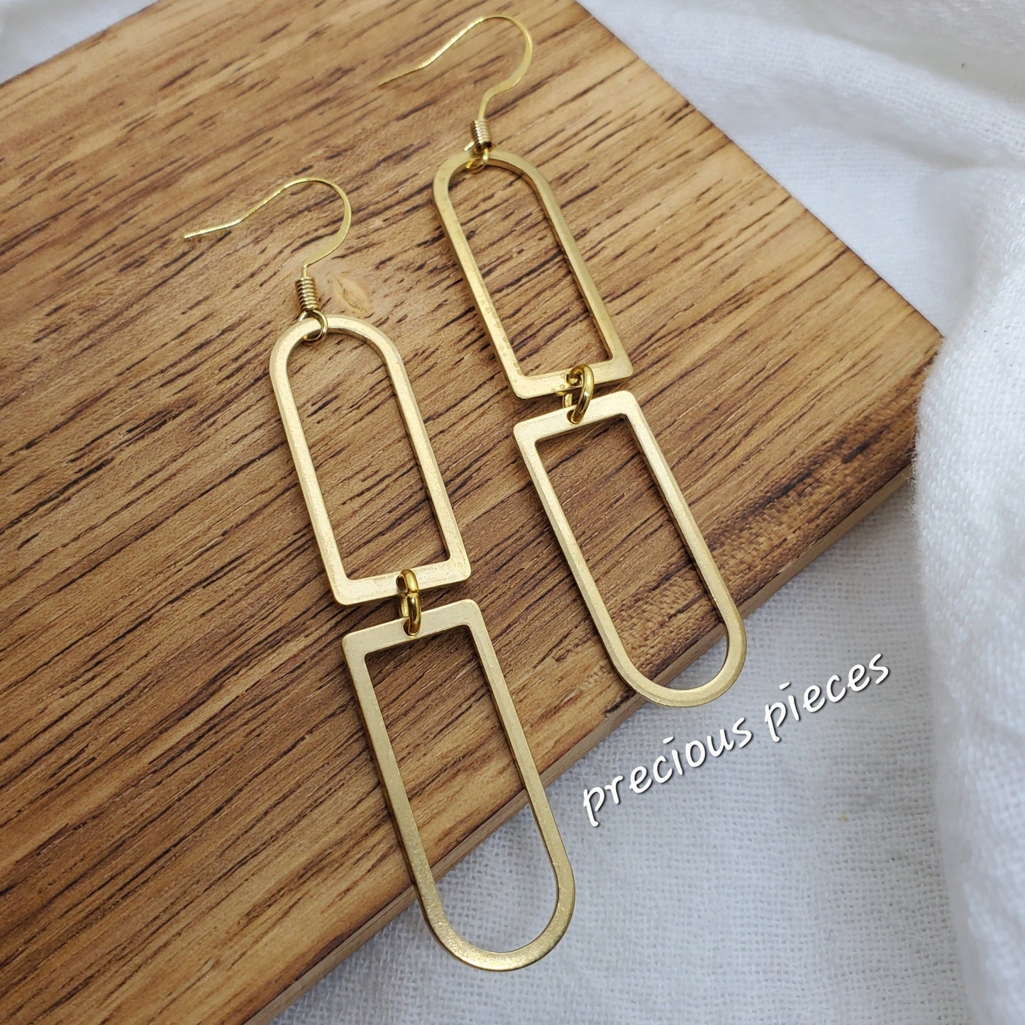 Brass U-Shaped Dangle Earrings