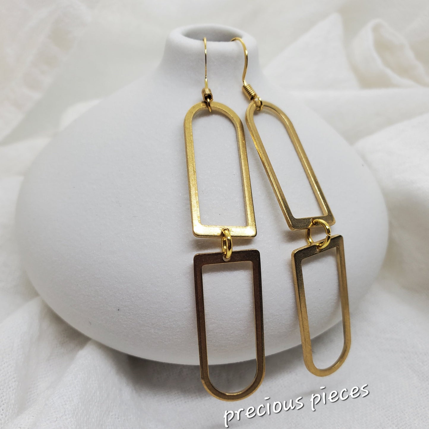 Brass U-Shaped Dangle Earrings