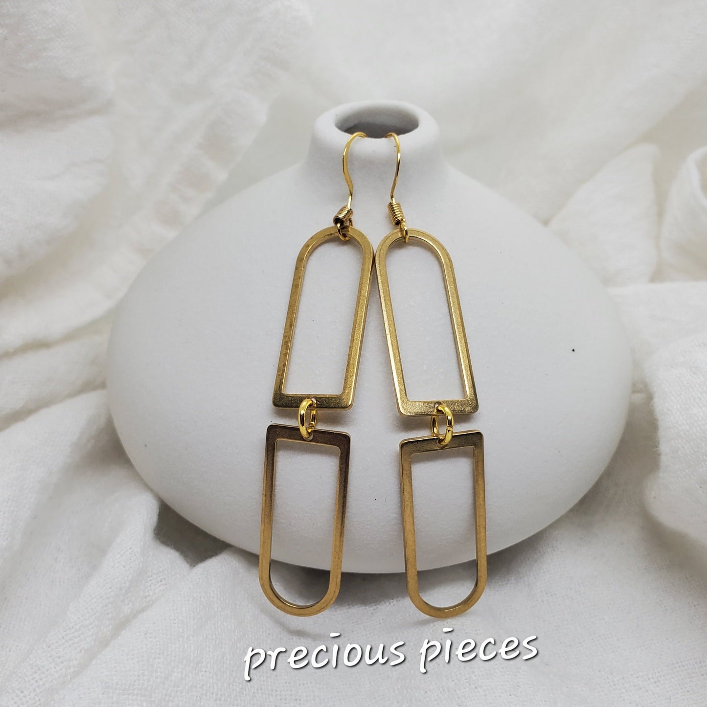 Brass U-Shaped Dangle Earrings