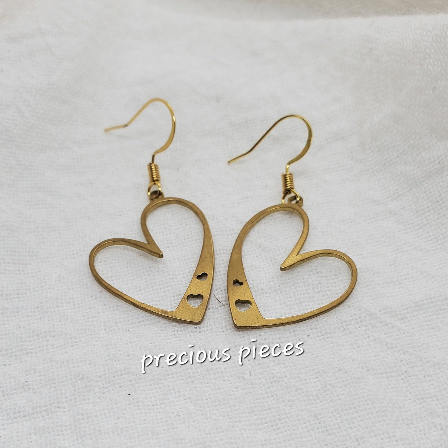 Brass Heart Earrings