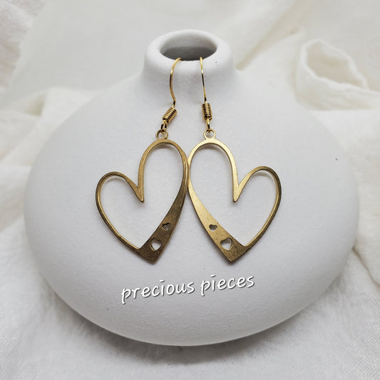 Brass Heart Earrings