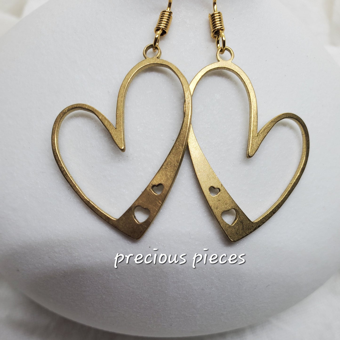 Brass Heart Earrings