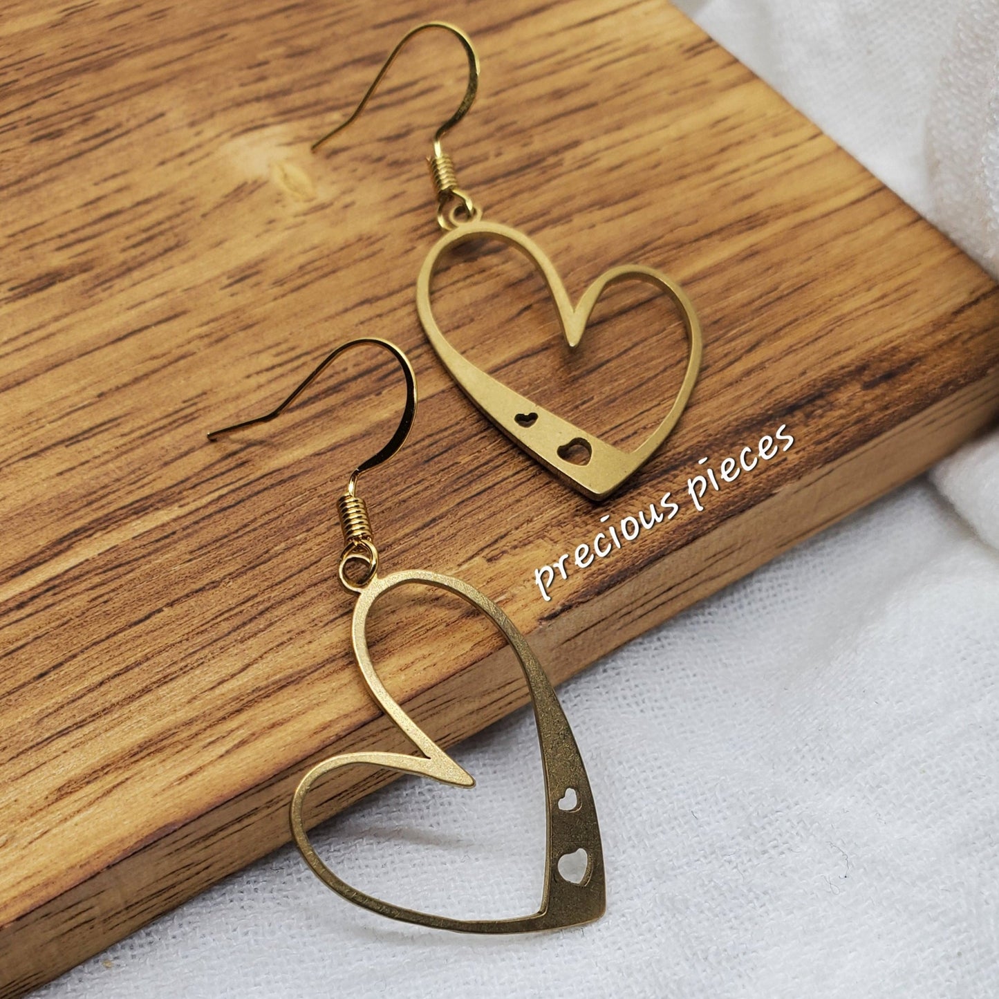 Brass Heart Earrings