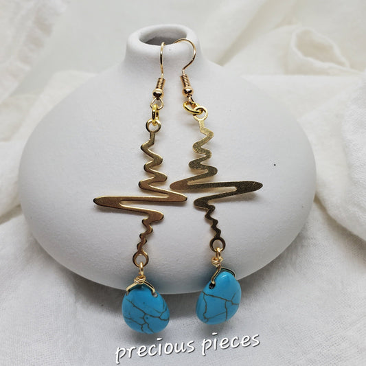 Wavy Turquoise Teardrop Earrings