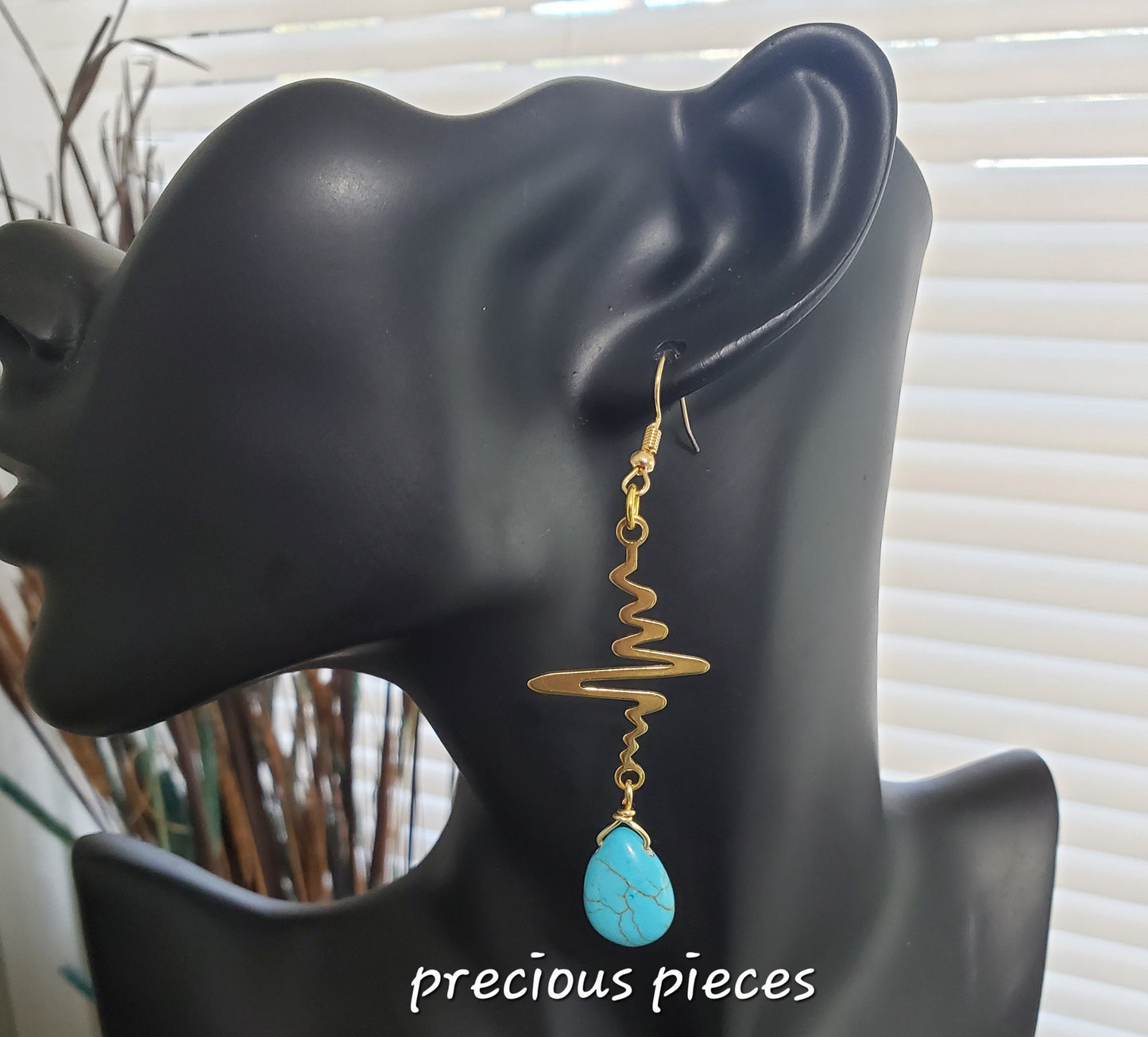 Wavy Turquoise Teardrop Earrings