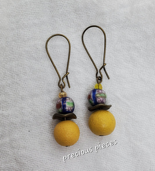 Multicolor Ceramic Floral Dangle Earrings