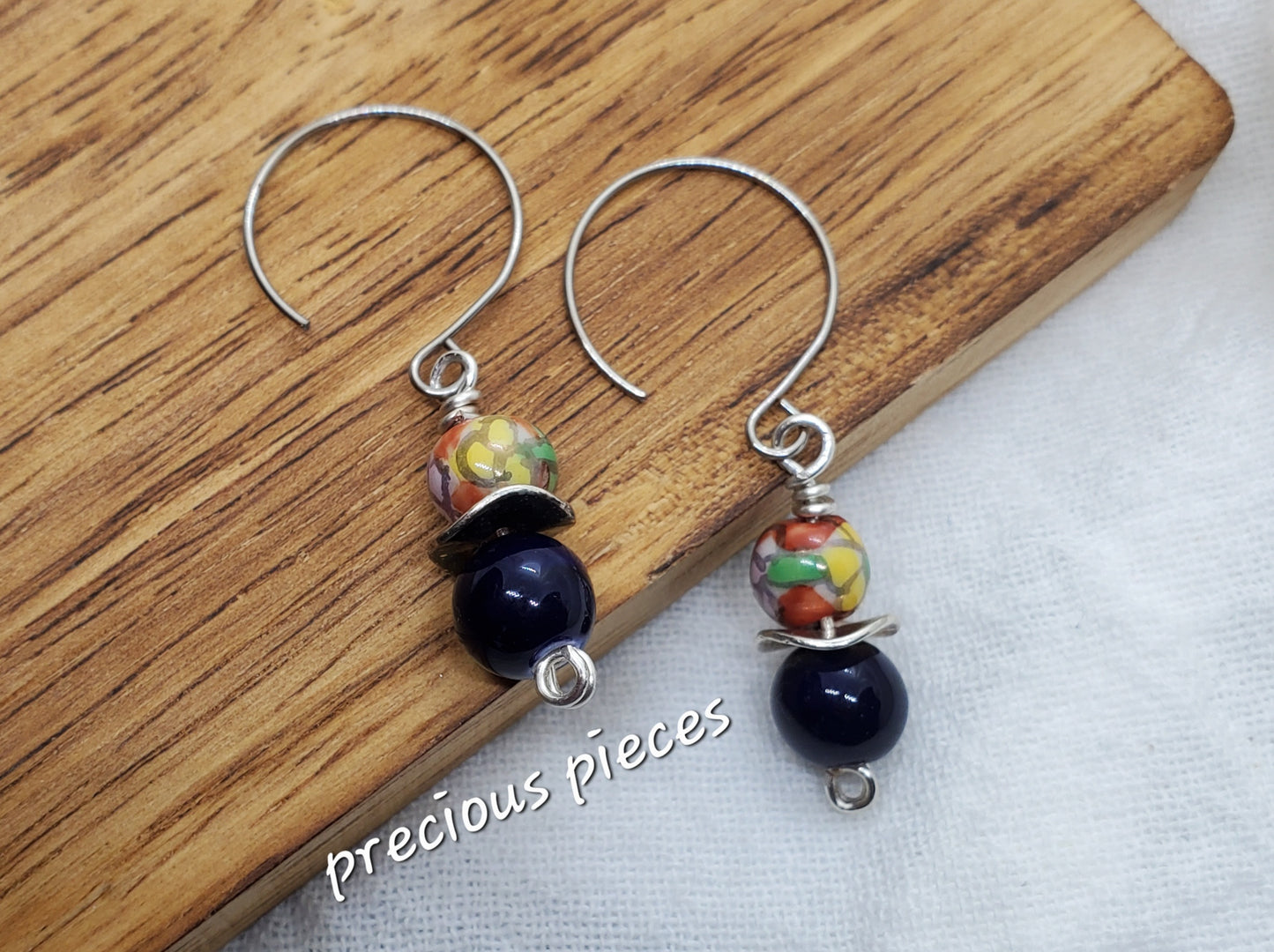 Multicolor Ceramic Floral Beaded Earrings