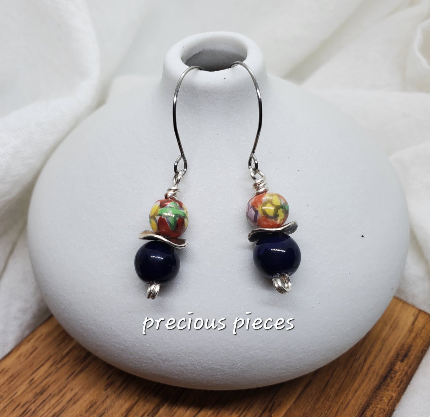 Multicolor Ceramic Floral Beaded Earrings