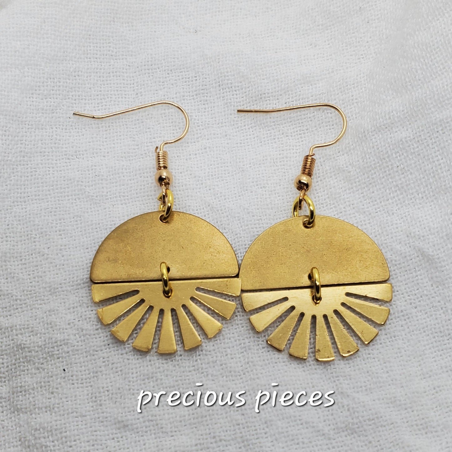 Brass Fan Shaped Earrings