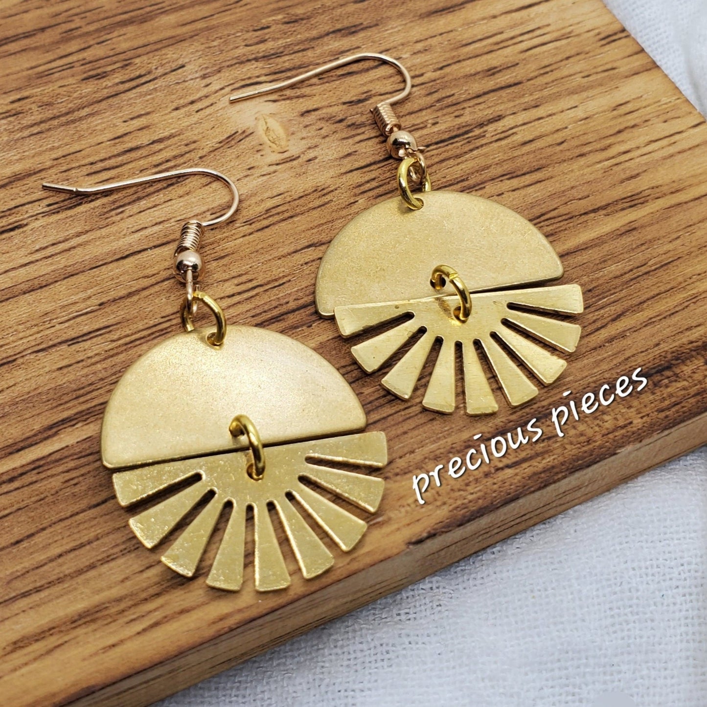 Brass Fan Shaped Earrings