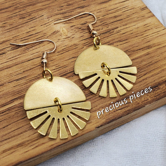 Brass Fan Shaped Earrings