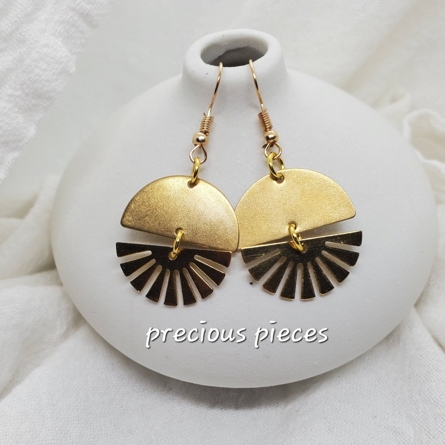 Brass Fan Shaped Earrings