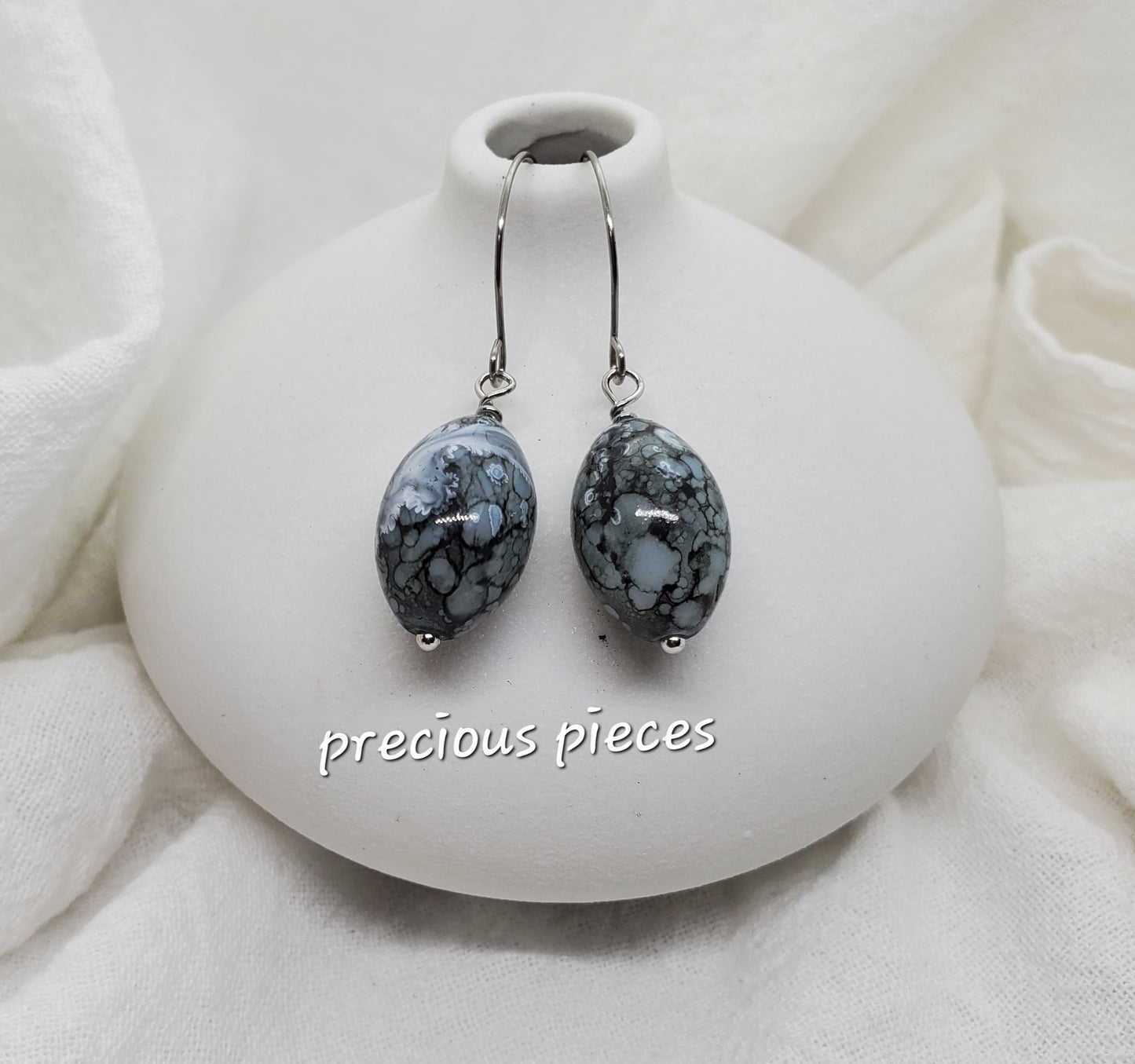 Oval Glass Beaded Earrings