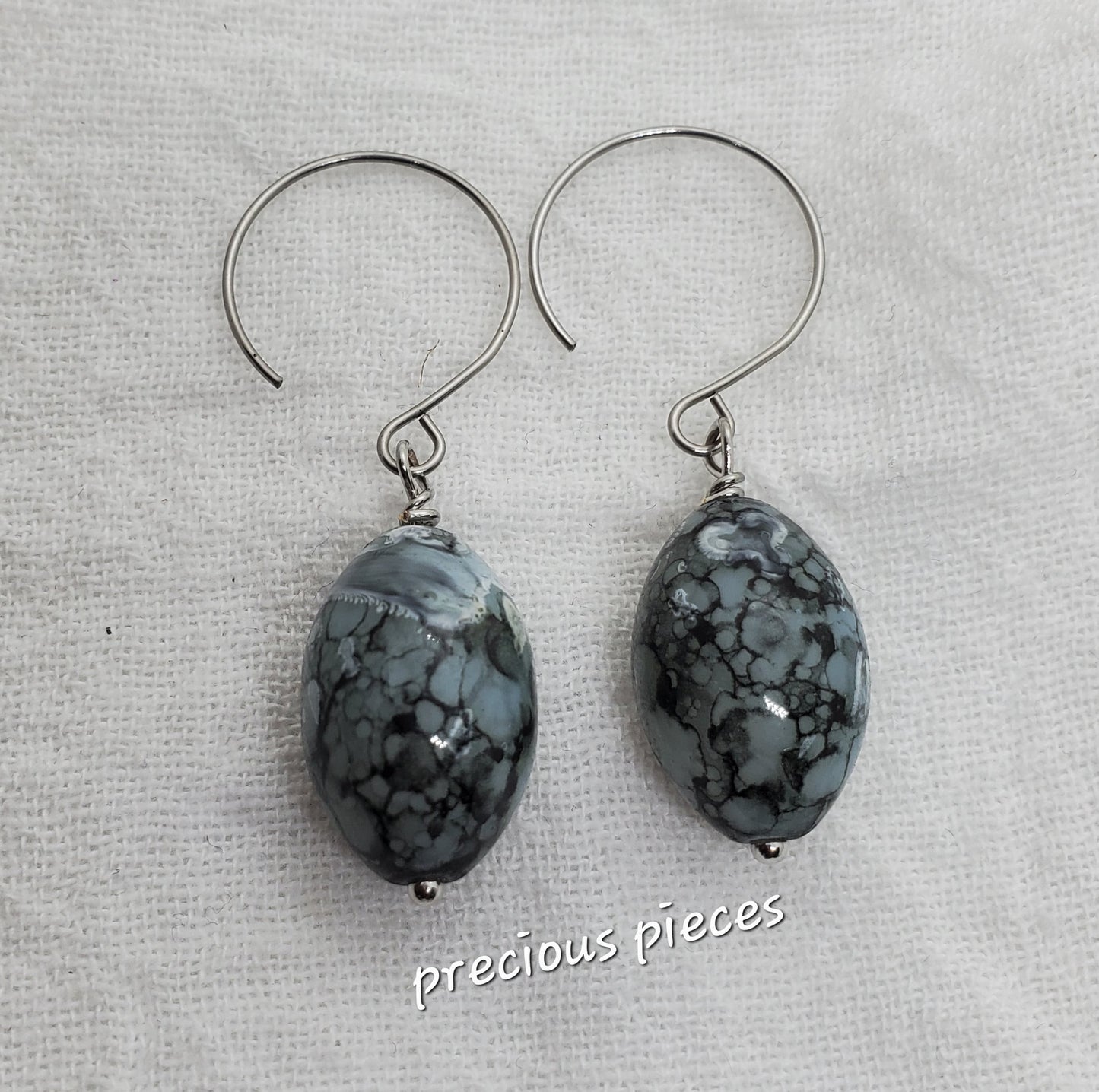 Oval Glass Beaded Earrings