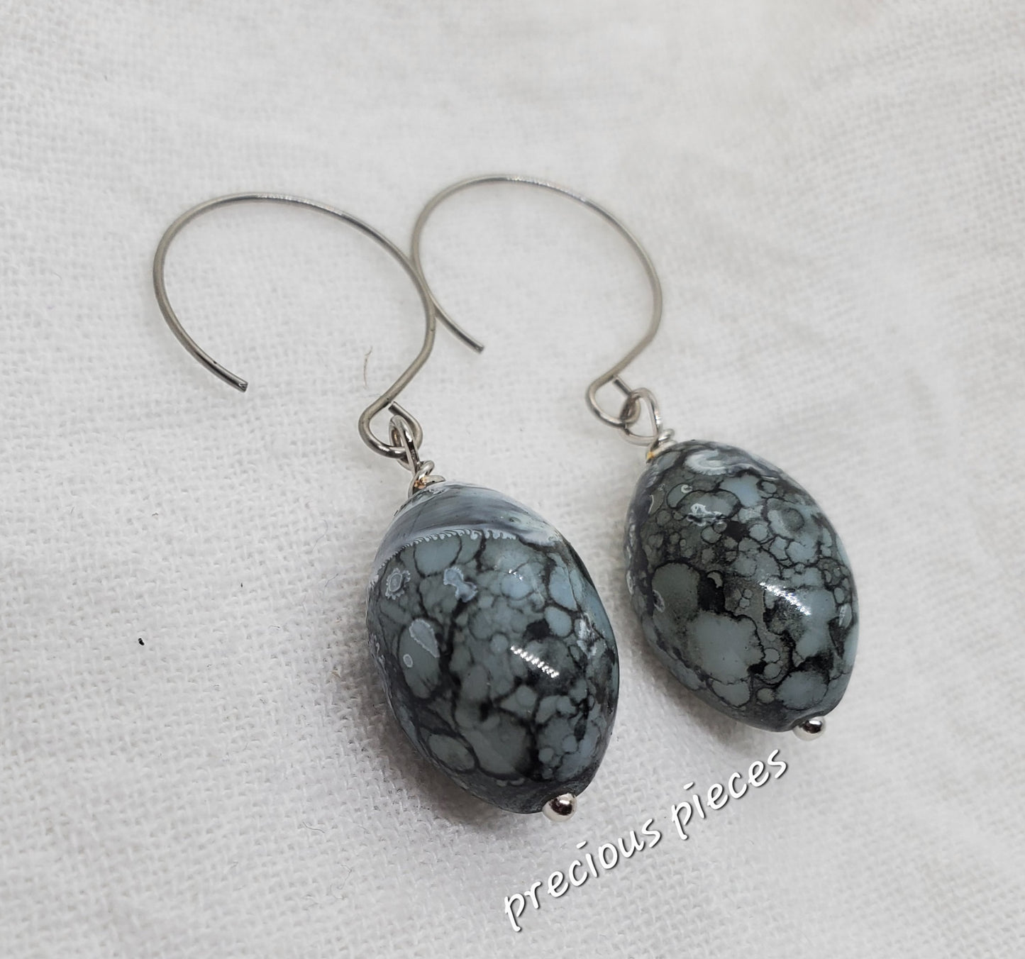 Oval Glass Beaded Earrings