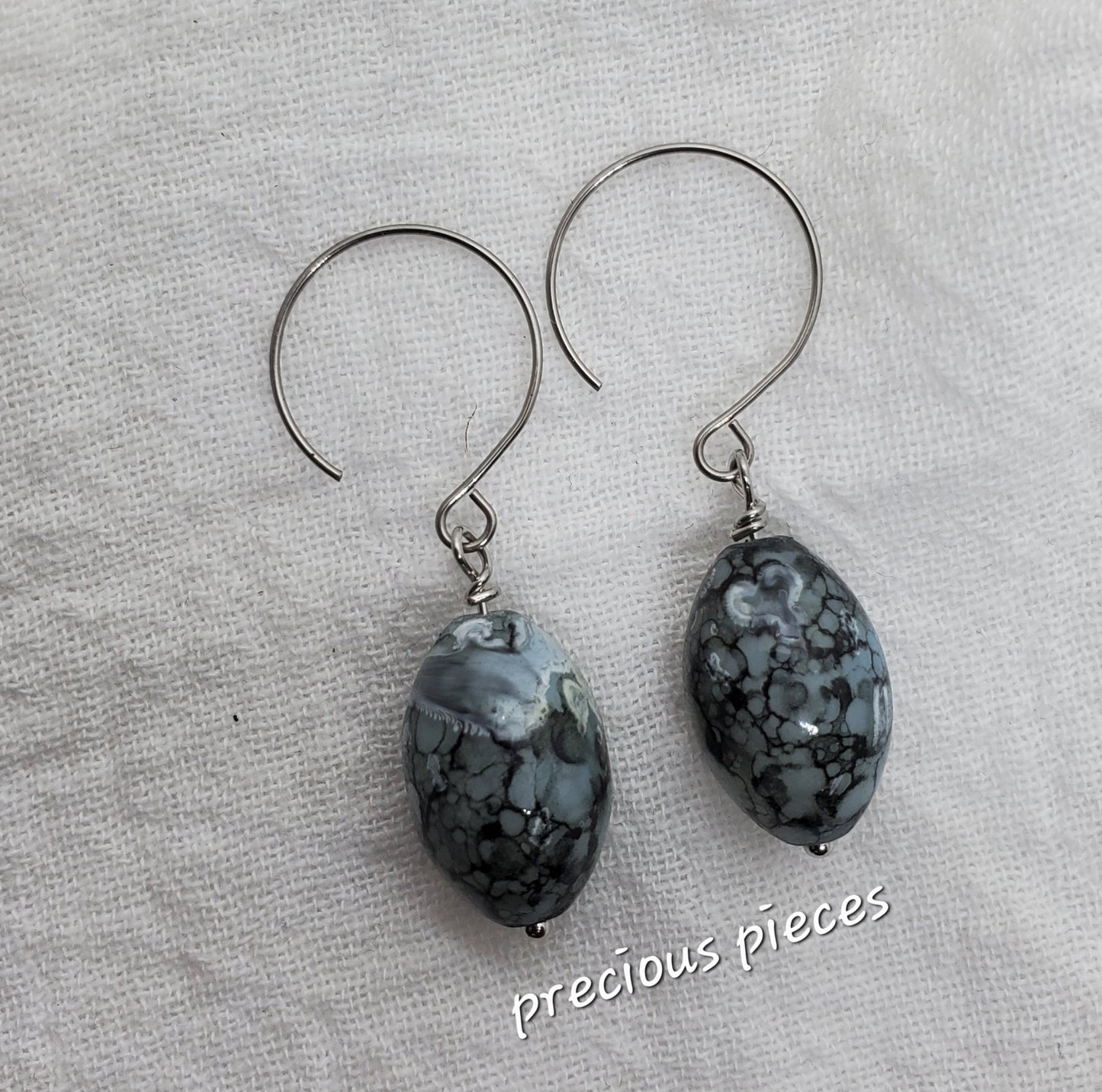 Oval Glass Beaded Earrings