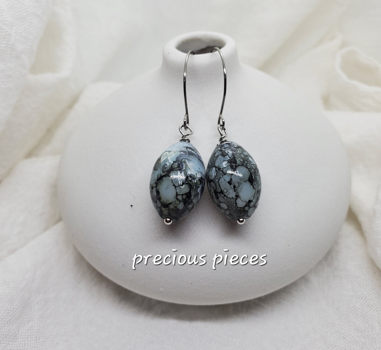 Oval Glass Beaded Earrings