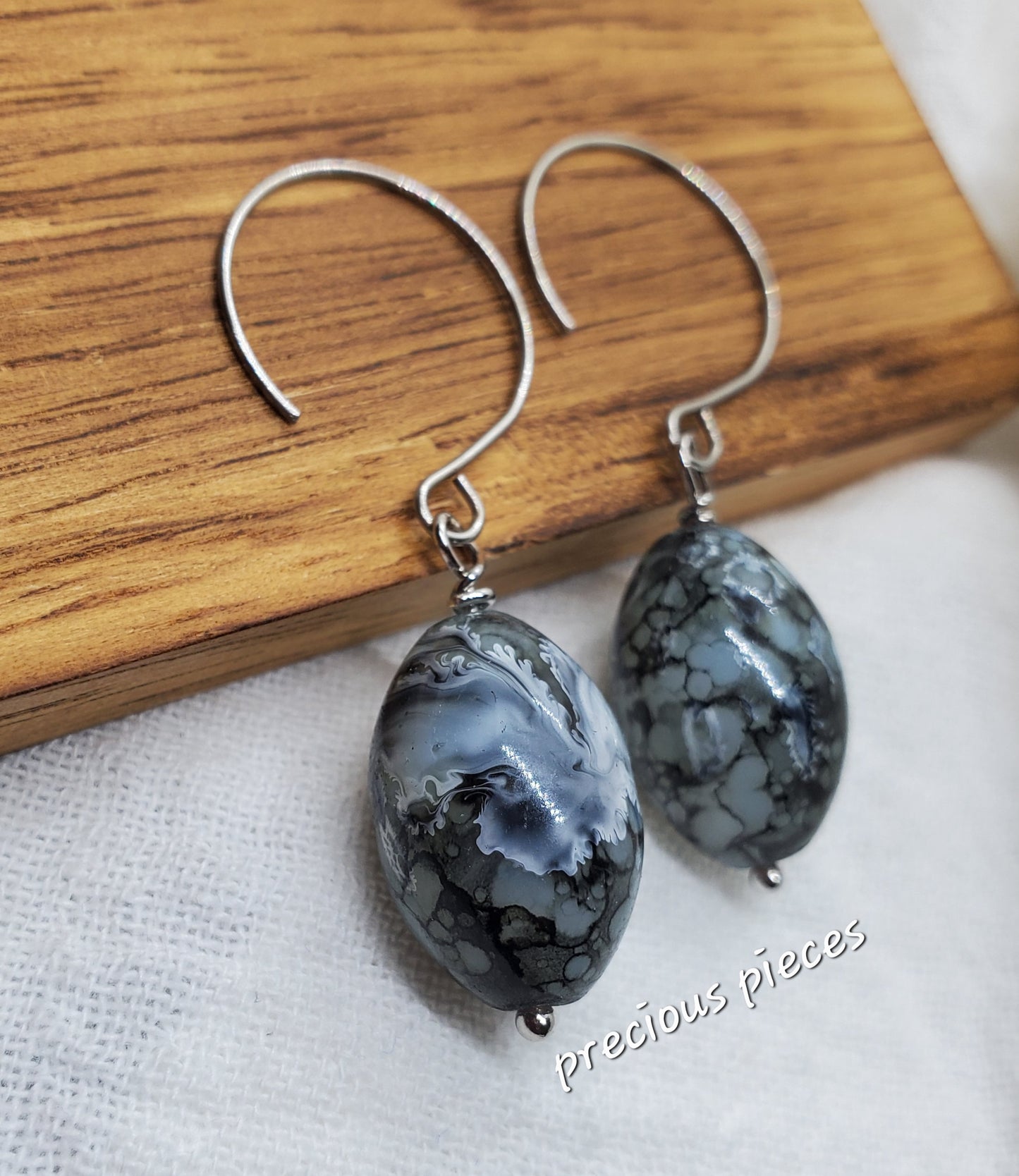 Oval Glass Beaded Earrings