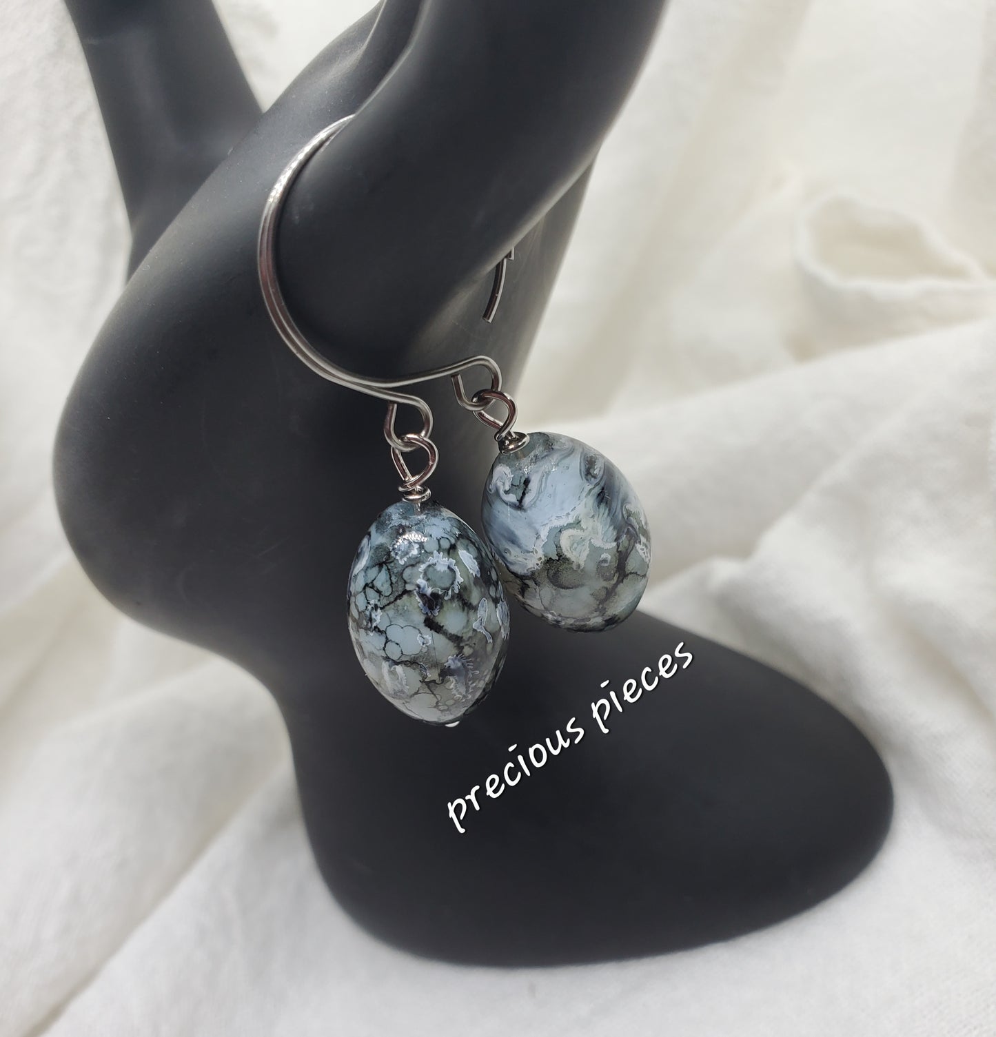 Oval Glass Beaded Earrings