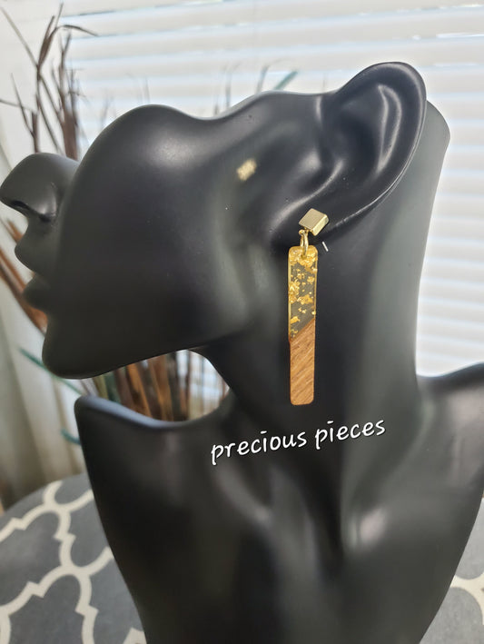 Slim Gold Flake Slim Bar Earrings