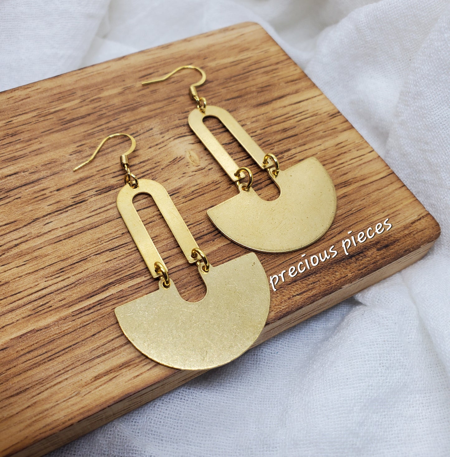 Brass U Shaped Dangle Earrings