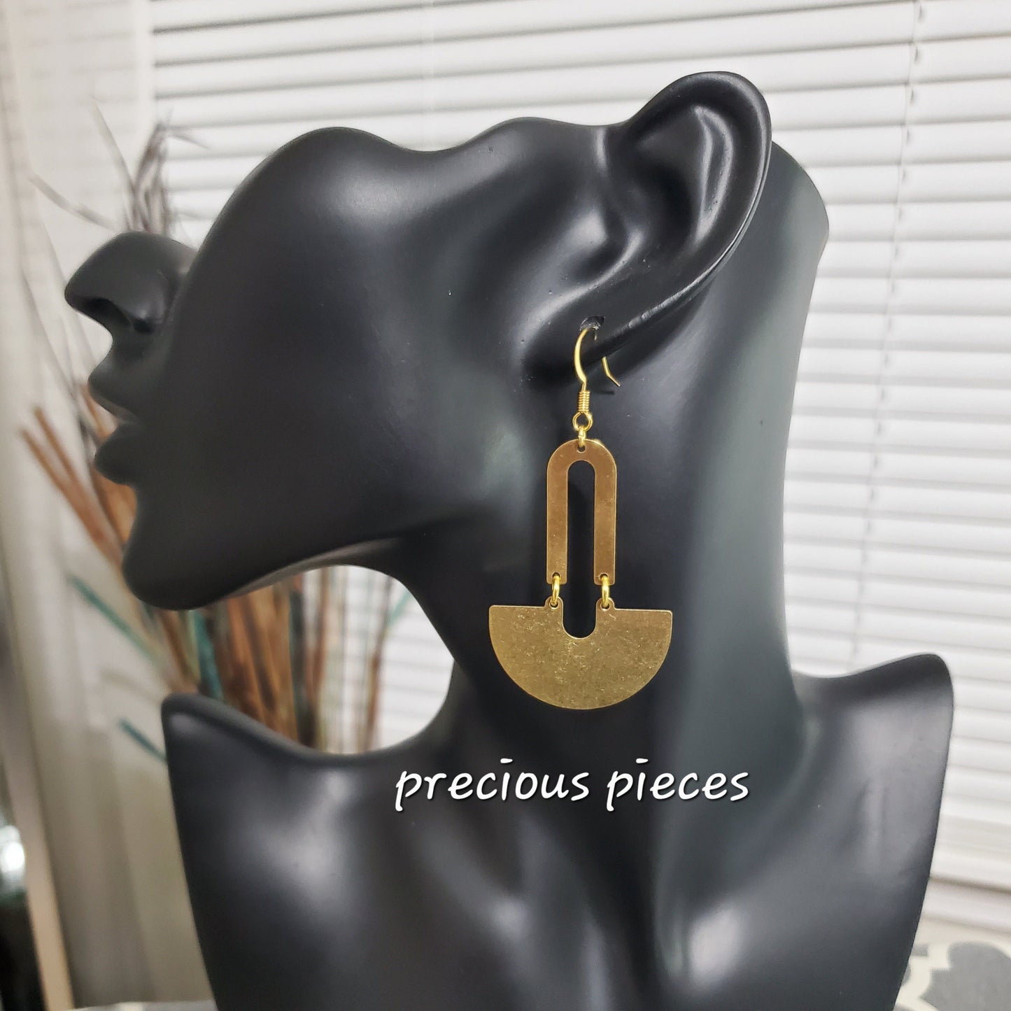 Brass U Shaped Dangle Earrings