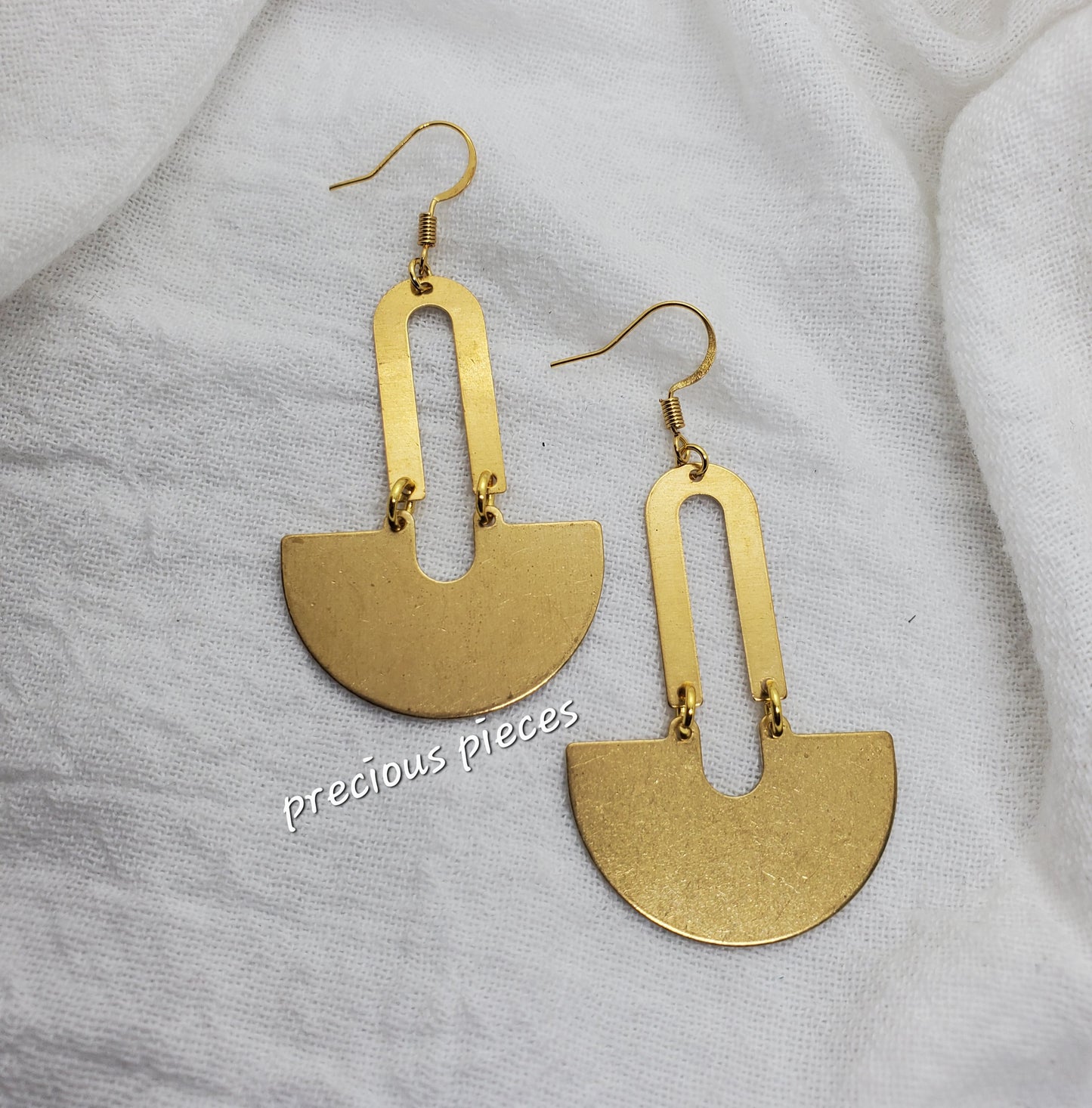 Brass U Shaped Dangle Earrings