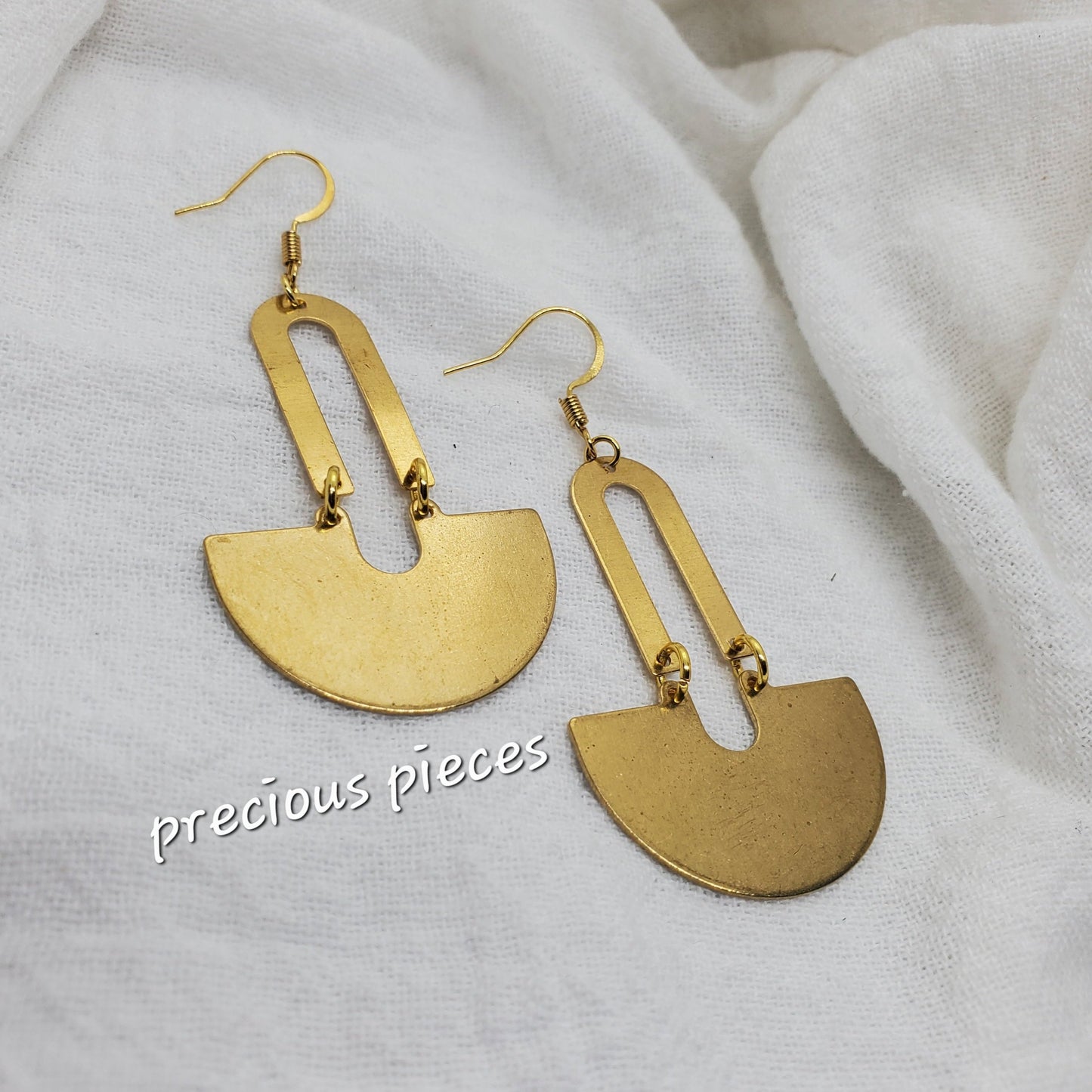 Brass U Shaped Dangle Earrings