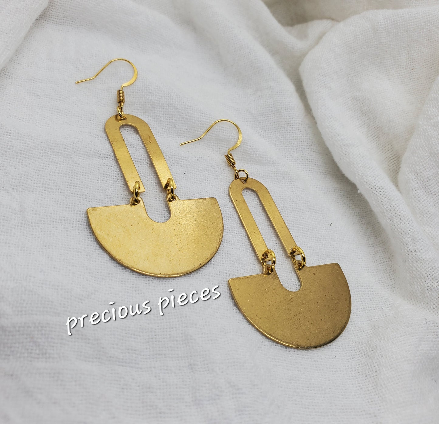 Brass U Shaped Dangle Earrings