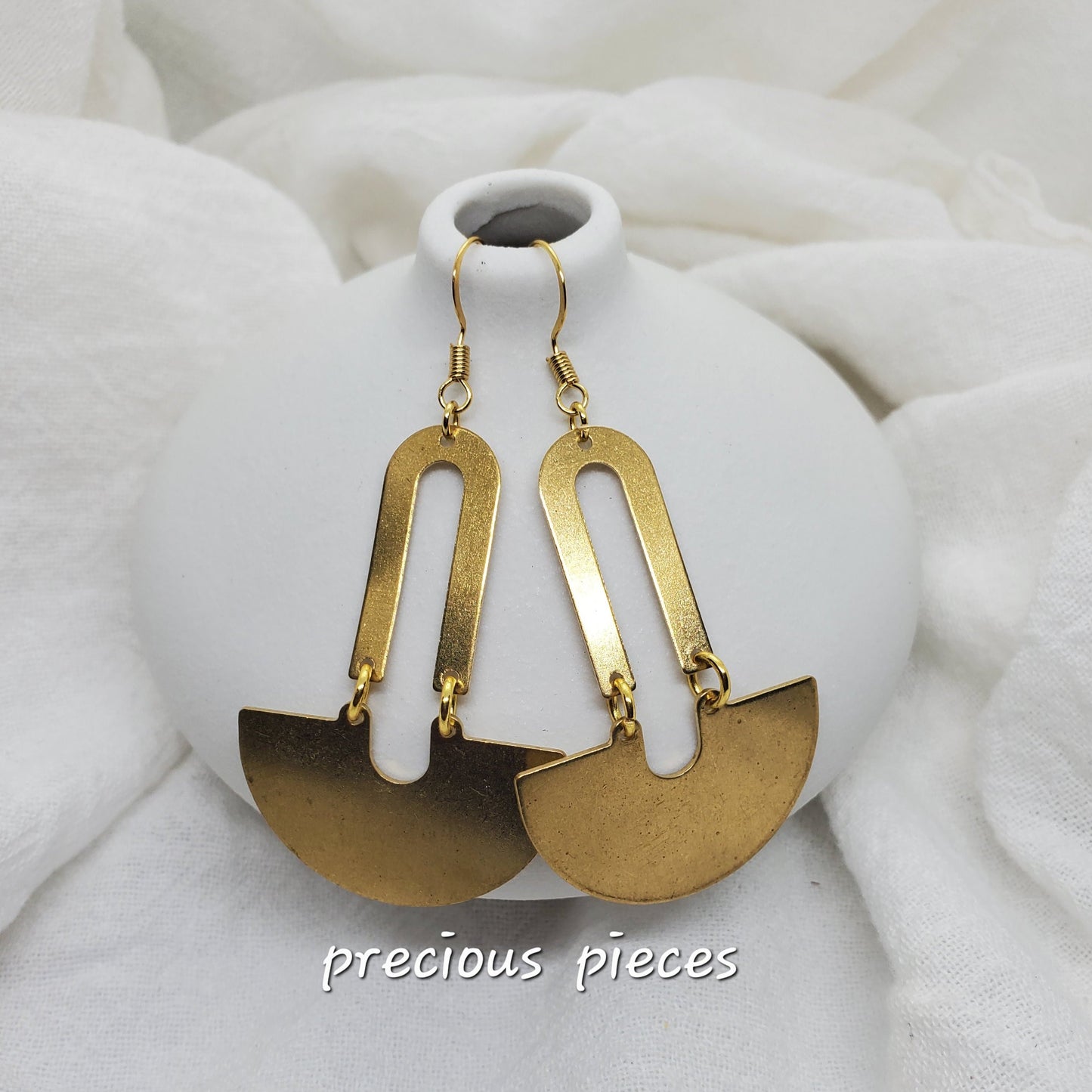 Brass U Shaped Dangle Earrings