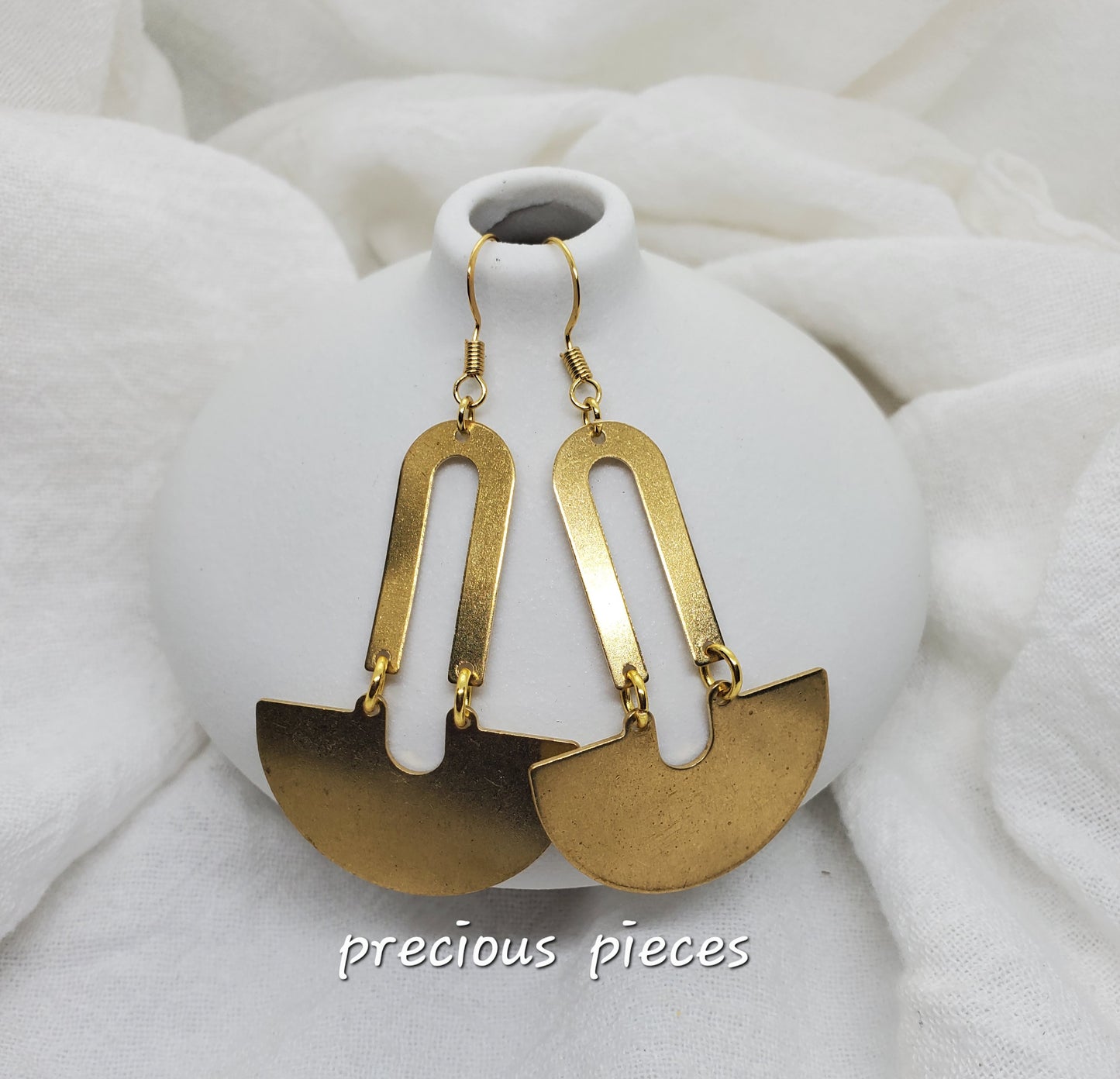 Brass U Shaped Dangle Earrings